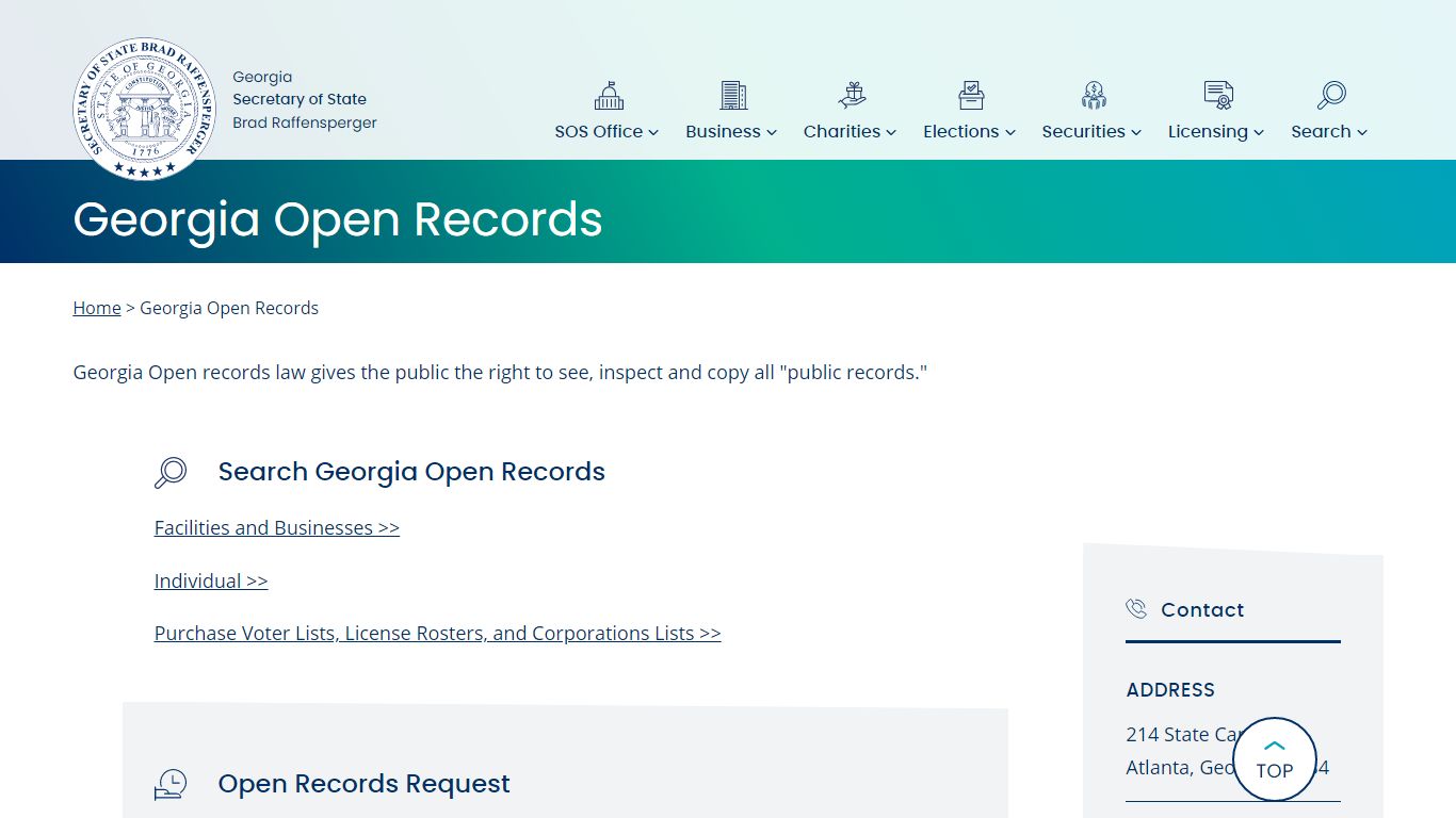 Georgia Open Records | Georgia Secretary of State